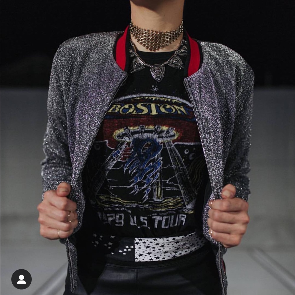 SOLD Silver Sparkle Varsity Jacket (size small)